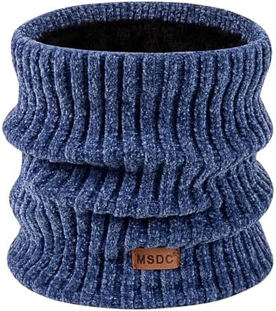 MSDC Winter Scarf for Women Neck Gaiter Warmer Chenille Fleece Face Mask Covering for Cold Weather Gifts Denim